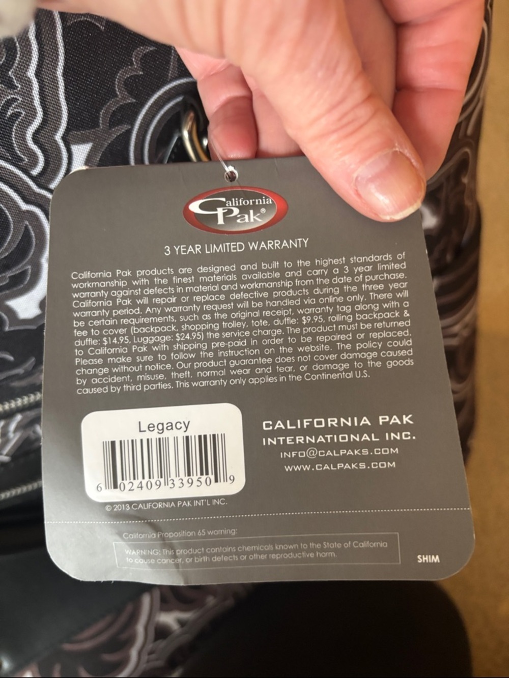 Calpak Black and Gray Swirl-Print Rolling Tote - Picture 8 of 10